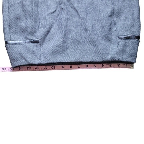 WH|BM Grey Suit Skirt W Faux Leather Detail - 8 - Picture 7 of 9